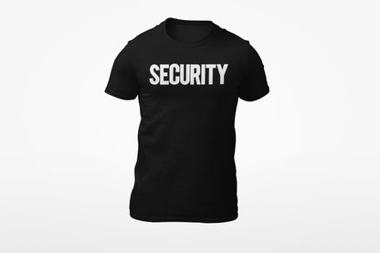 Security T-Shirt Front Back Print Men's Tee (Solid Design, Black / White)