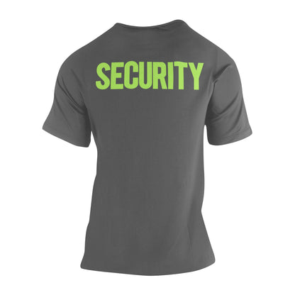 Security T-Shirt Front Back Print Men's Tee (Solid Design, Charcoal / Neon)