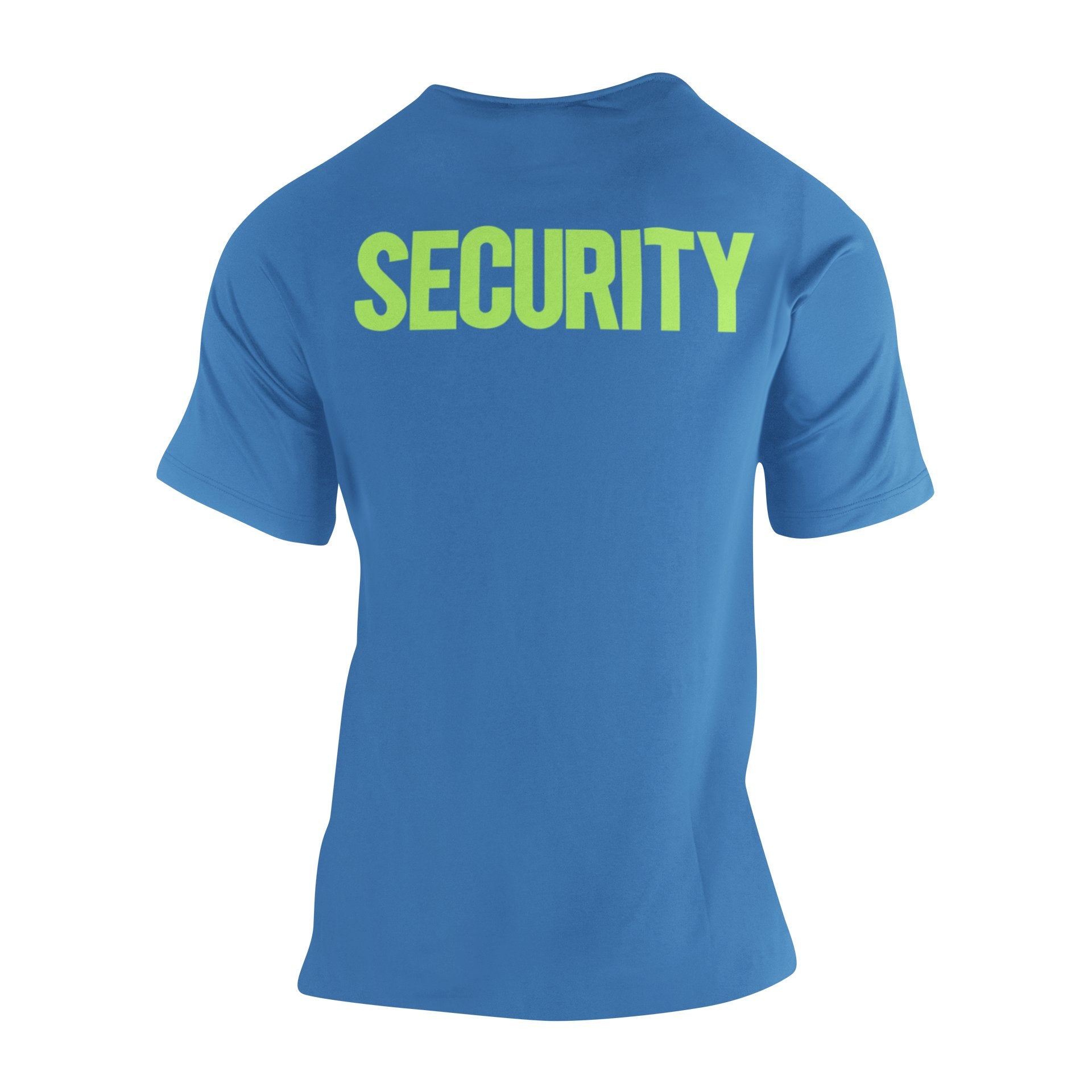 Security T-Shirt Front Back Print Men's Tee (Solid Design, Indigo / Neon)