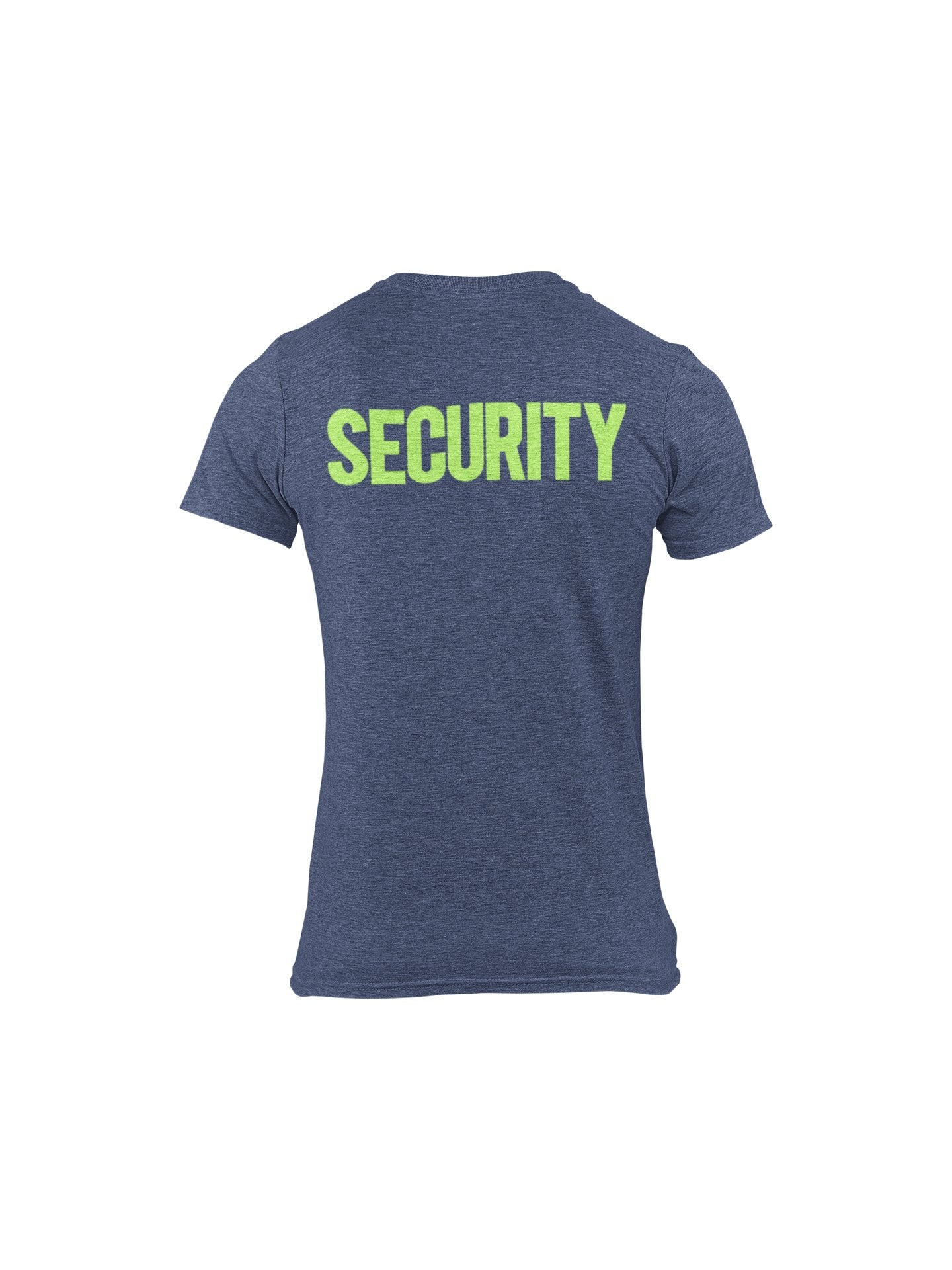 Security T-Shirt Front Back Print Men's Tee (Solid Design, Navy / Neon)