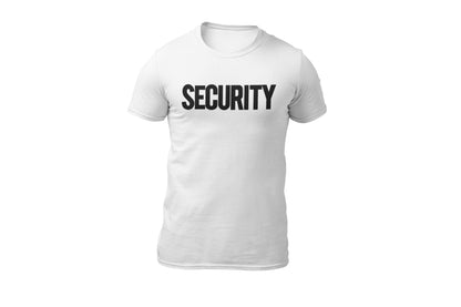 Security T-Shirt Front Back Print Men's Tee (Solid Design, White / Black)