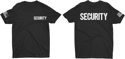 Security T-Shirt Front Back Print Men's Tee Staff Event Uniform Bouncer Screen Printed