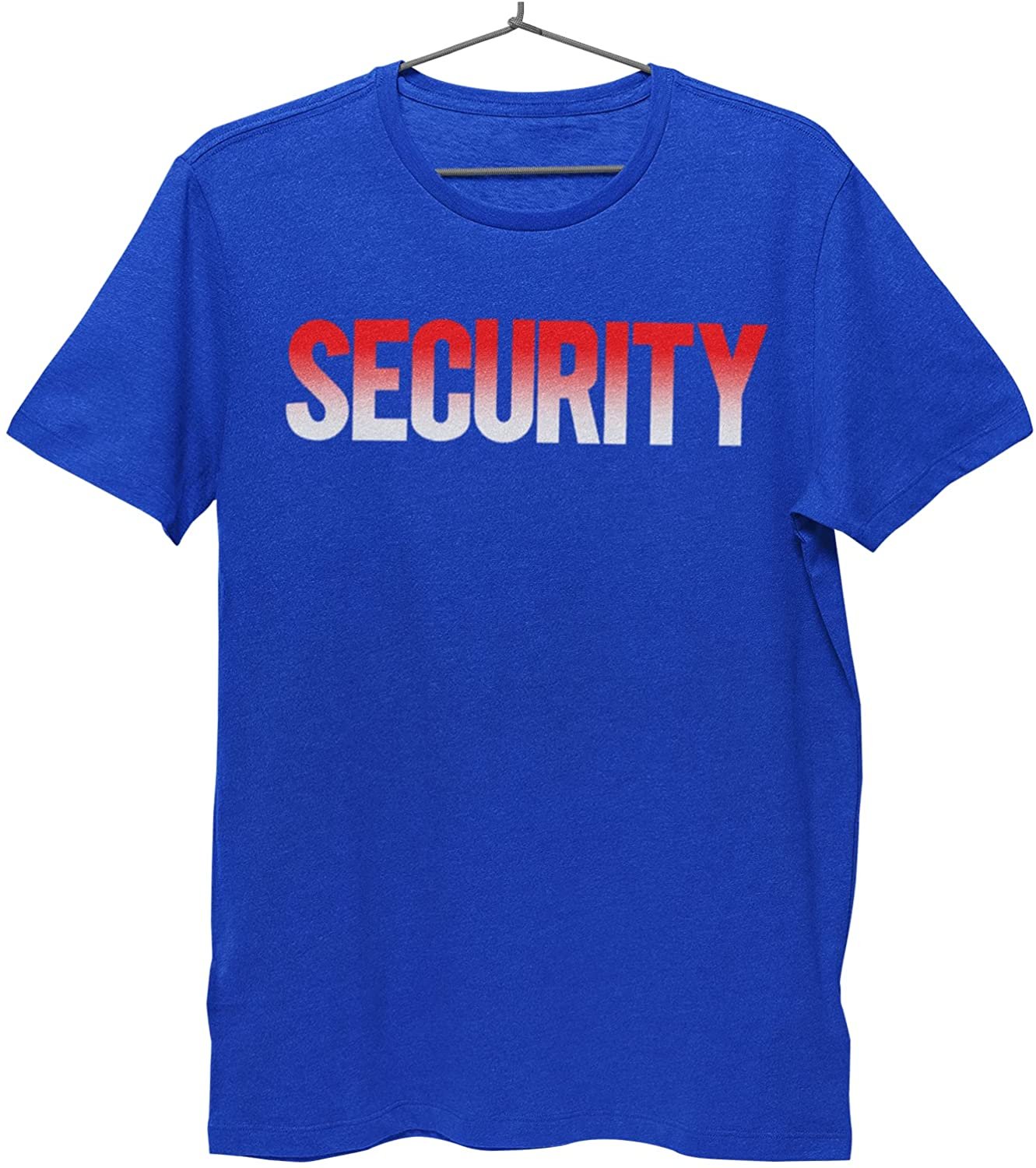 Security T-Shirt Front Back Print Men's Tee (USA Design, Blue / Red & White)