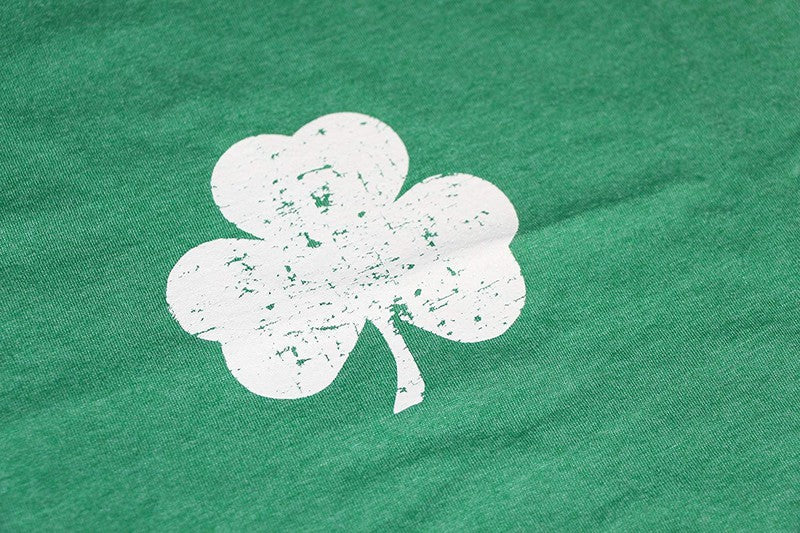 Shamrock Ladies Tee (Small Distressed Design, Heather Green)