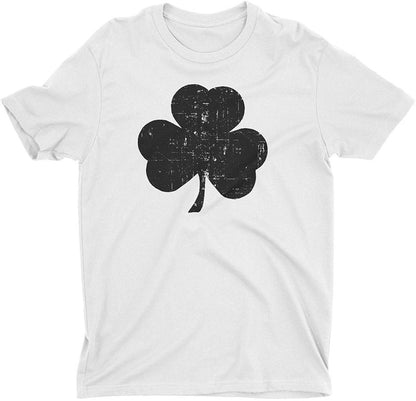 Shamrock Men's Tee (Distressed Big Design, White & Black)