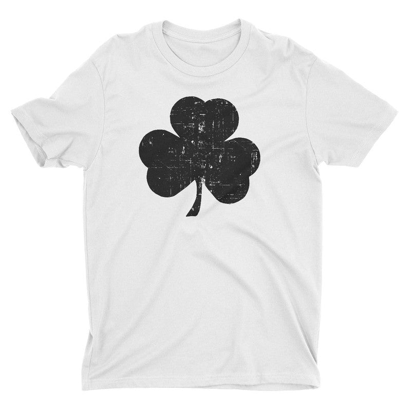 Shamrock Men's Tee (Distressed Big Design, White & Black)