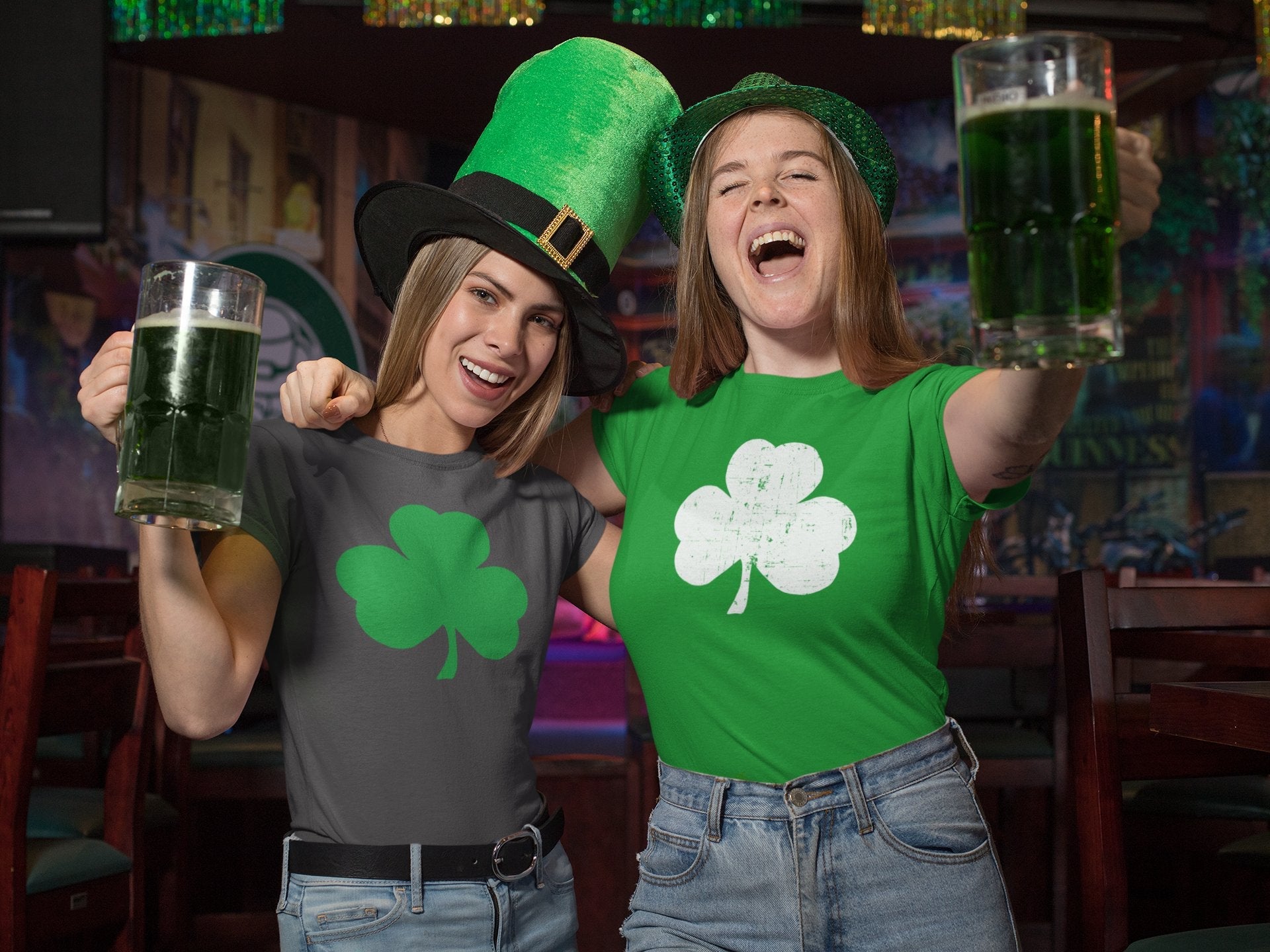 Shamrock Tee Ladies (Charcoal, Solid Big Design)