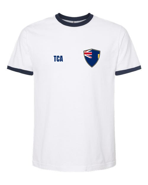 Turks And Caicos Soccer Ringer Tee — Retro National Crest | NYC Factory
