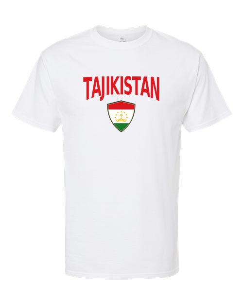 Tajikistan Arched Crest Soccer Tee — NYC Factory