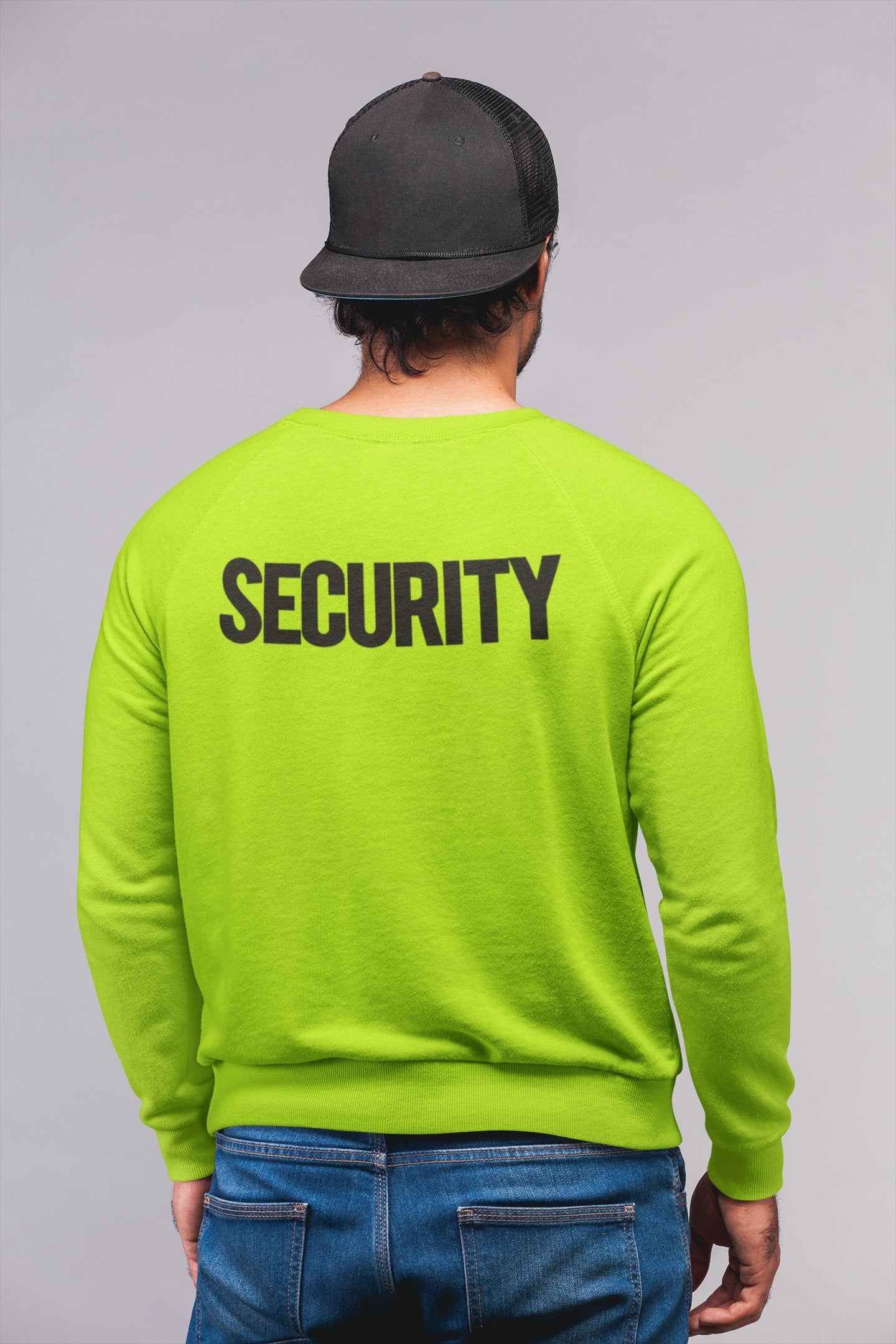 Title: Men's Security Sweatshirt Soft Fleece Crewneck (Black/White)