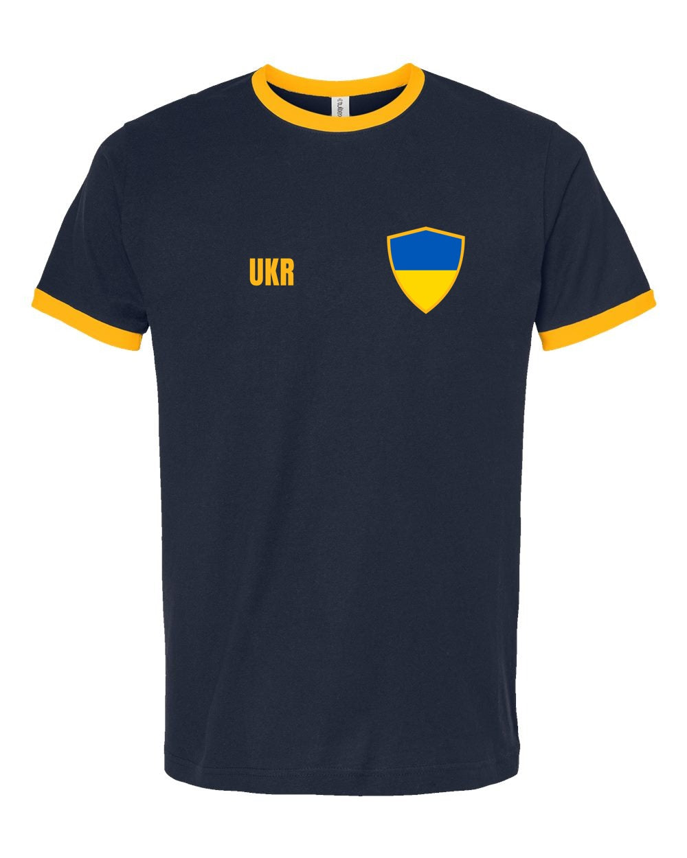 Ukraine Soccer Ringer Tee — Retro National Crest | NYC Factory