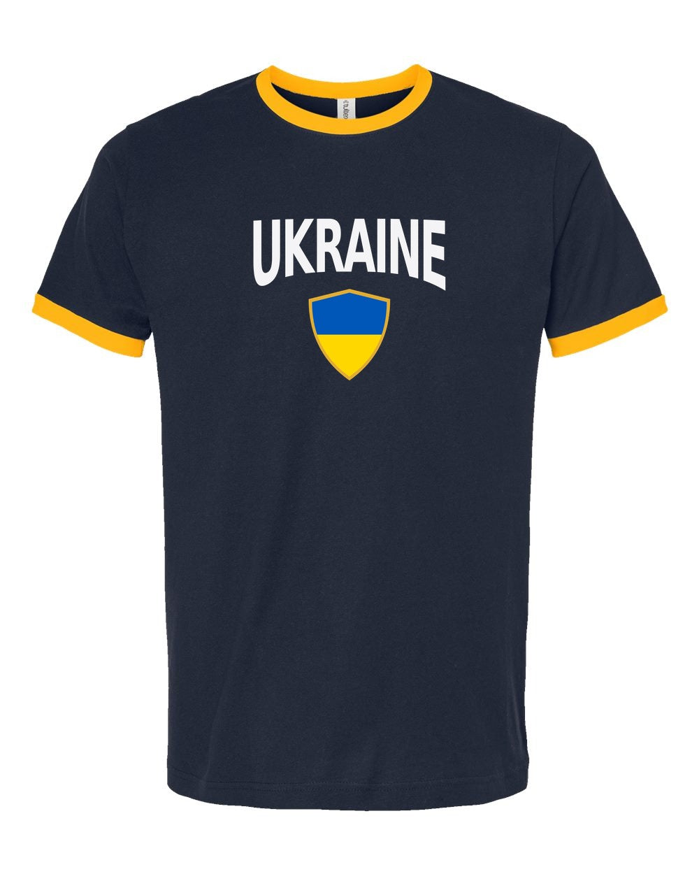 Ukraine Arched Crest Soccer Ringer Tee — NYC Factory