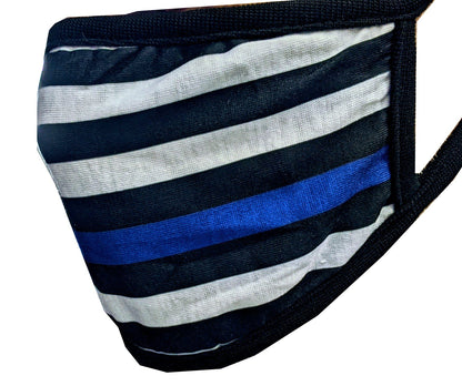 USA Flag Blue Line Police Face Mask Adult Unisex Non Medical Cotton & Polyester