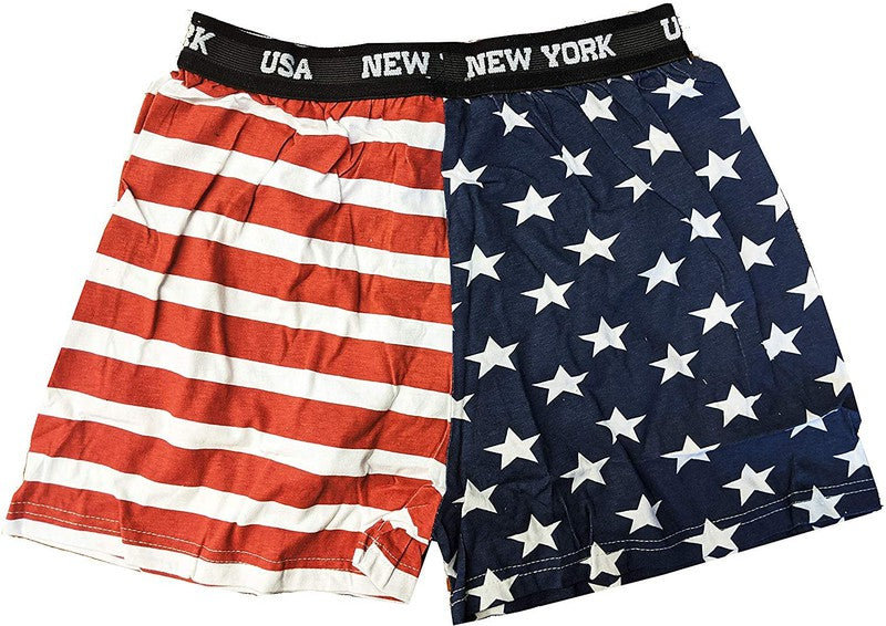 USA Flag Boxer Shorts Stars & Stripes New York City American (Large)