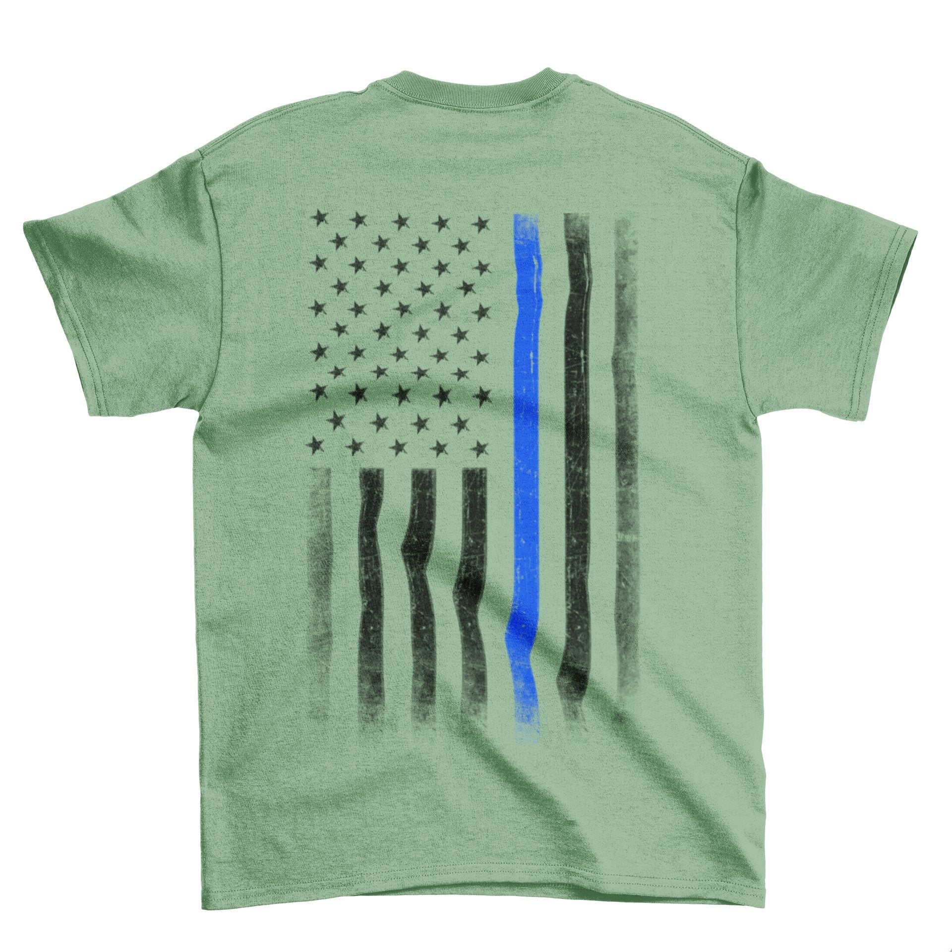 USA Flag Men's Blue Lives Matter Tee Chest & Back Print