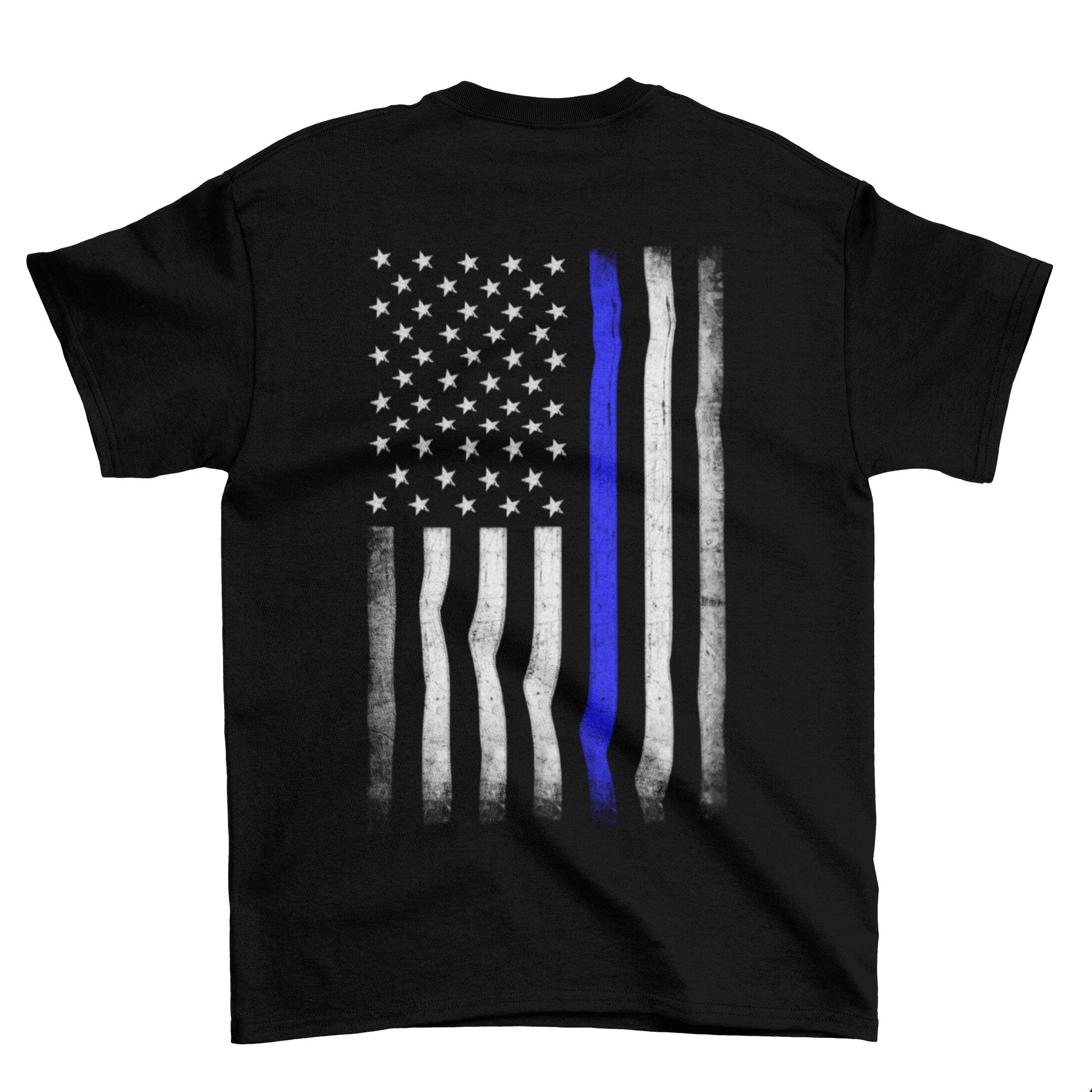 USA Flag Men's Blue Lives Matter Tee Chest & Back Print