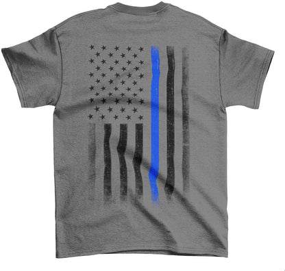 USA Flag Men's Blue Lives Matter Tee Chest & Back Print