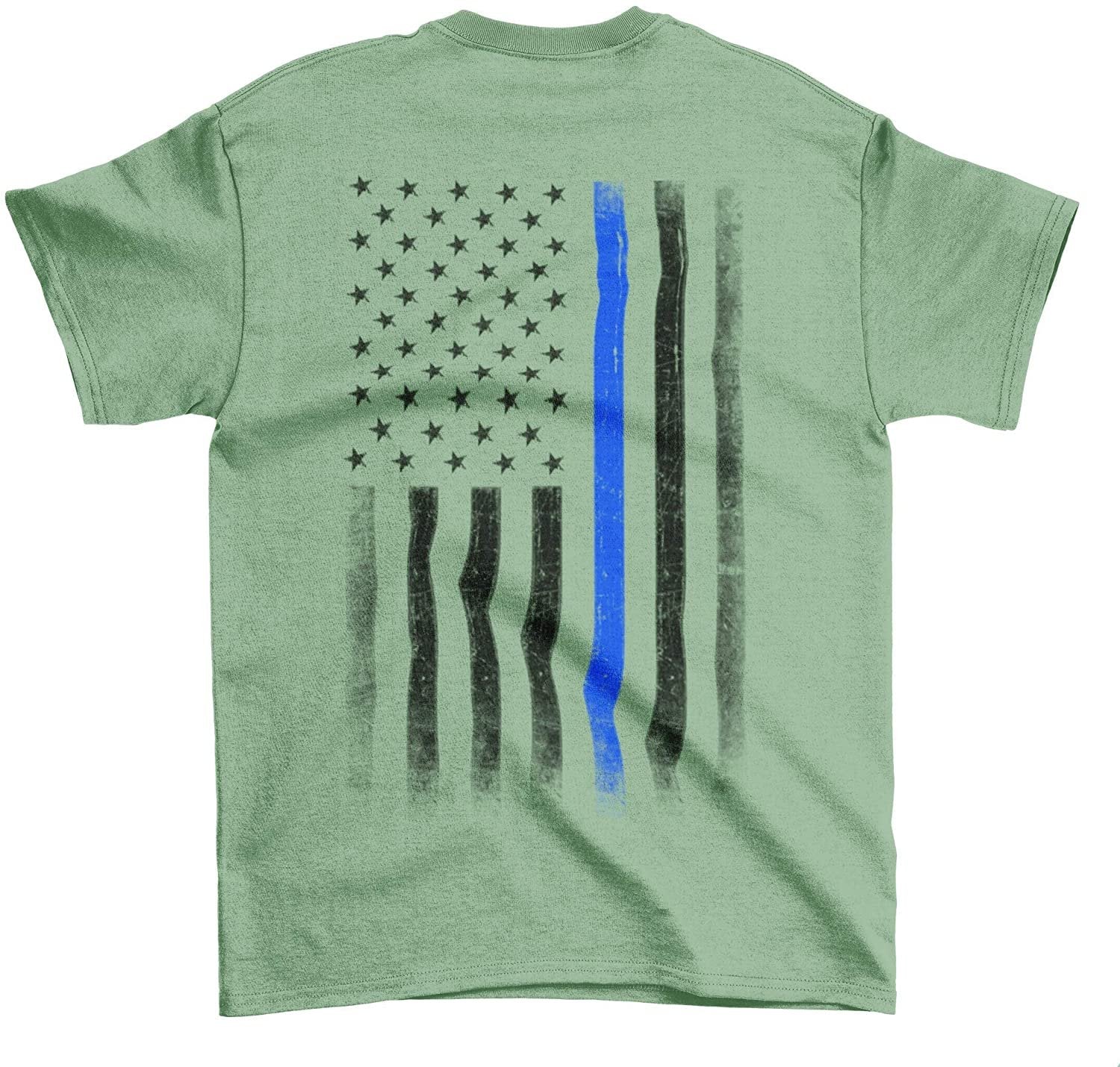 USA Flag Men's Blue Lives Matter Tee Chest & Back Print