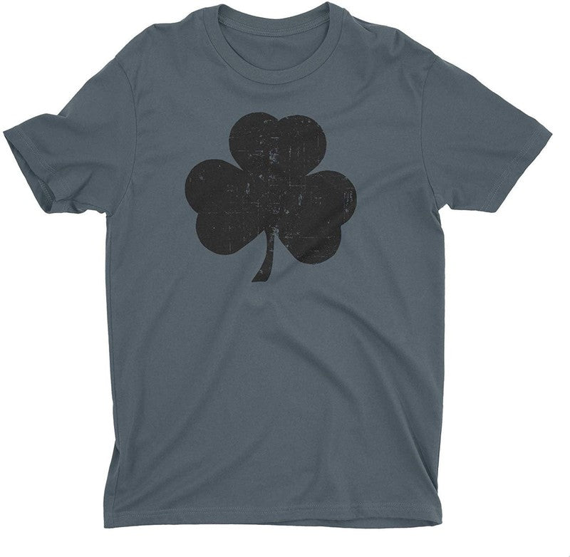 USA Screen Printed Charcoal Irish Distressed Shamrock T-Shirt St Patricks Day Mens Ireland