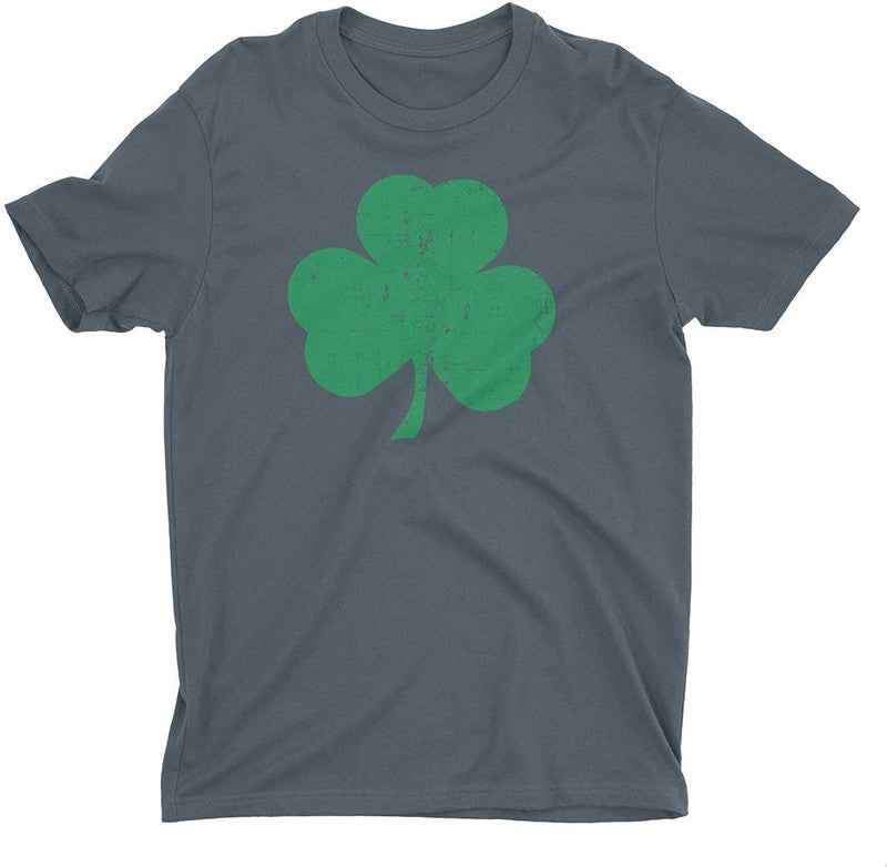 USA Screen Printed Charcoal Irish Distressed Shamrock T-Shirt St Patricks Day Mens Ireland