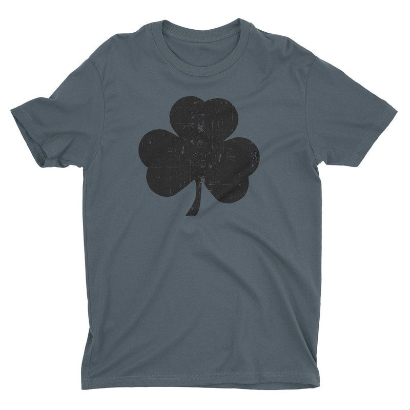 USA Screen Printed Charcoal Irish Distressed Shamrock T-Shirt St Patricks Day Mens Ireland