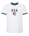 United States 2026 Soccer Arched Crest Ringer Tee -- NYC Factory