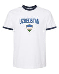 Uzbekistan 2026 Soccer Arched Crest Ringer Tee -- NYC Factory