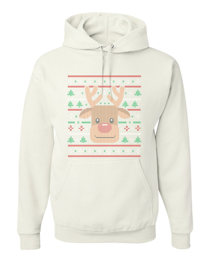 Ugly Xmas Reindeer Design Custom Hoodie White