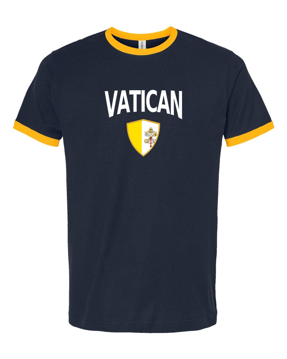 Vatican Arched Crest Soccer Ringer Tee — NYC Factory