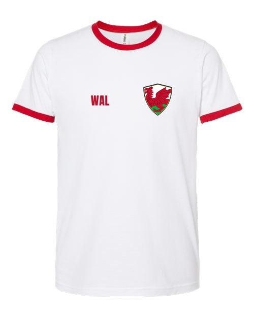 Wales Soccer Ringer Tee — Retro National Crest | NYC Factory