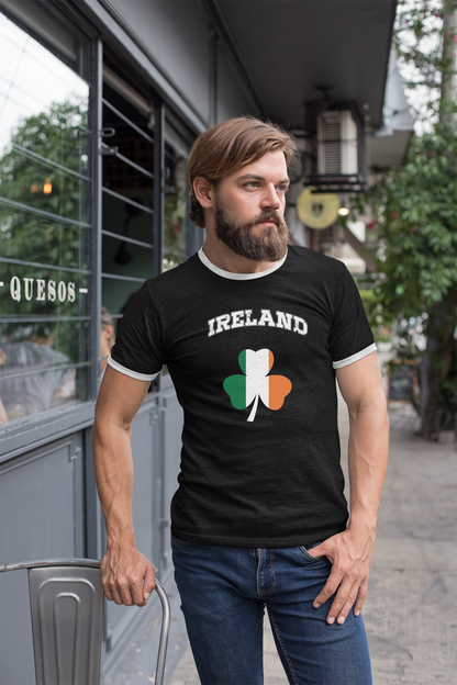 Ireland Flag Retro Design Custom Mens Ringer T-Shirt Customized Tee