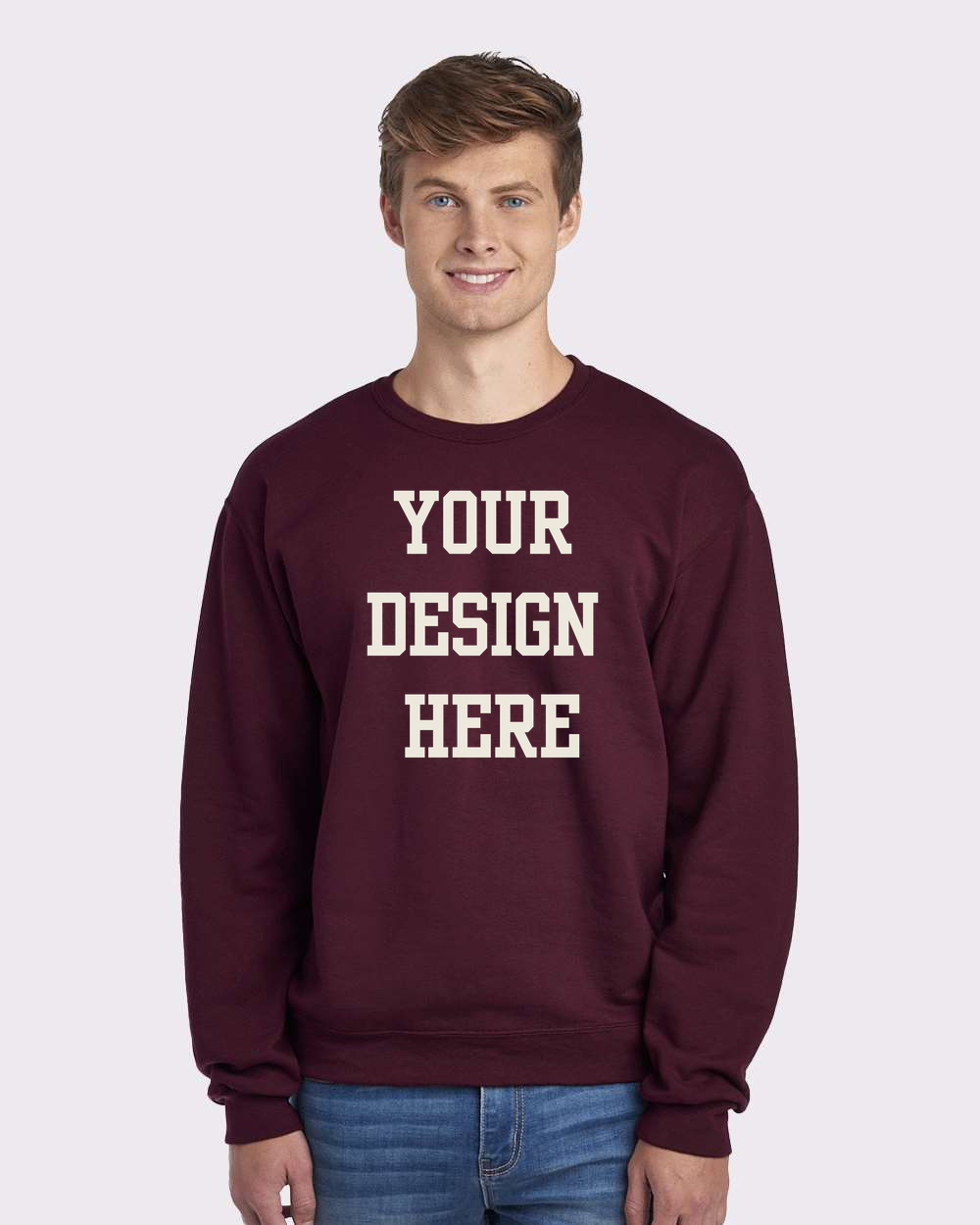 Your Design Here Custom Crewneck Sweatshirt Maroon