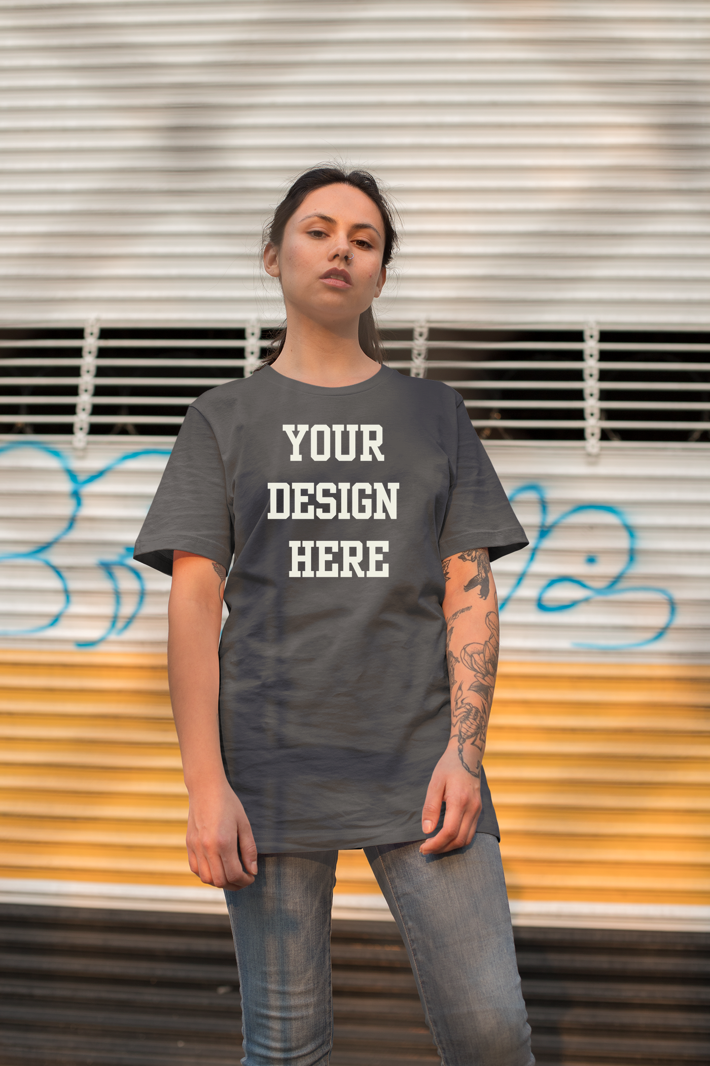 Your Design Here Custom T-Shirt Charcoal