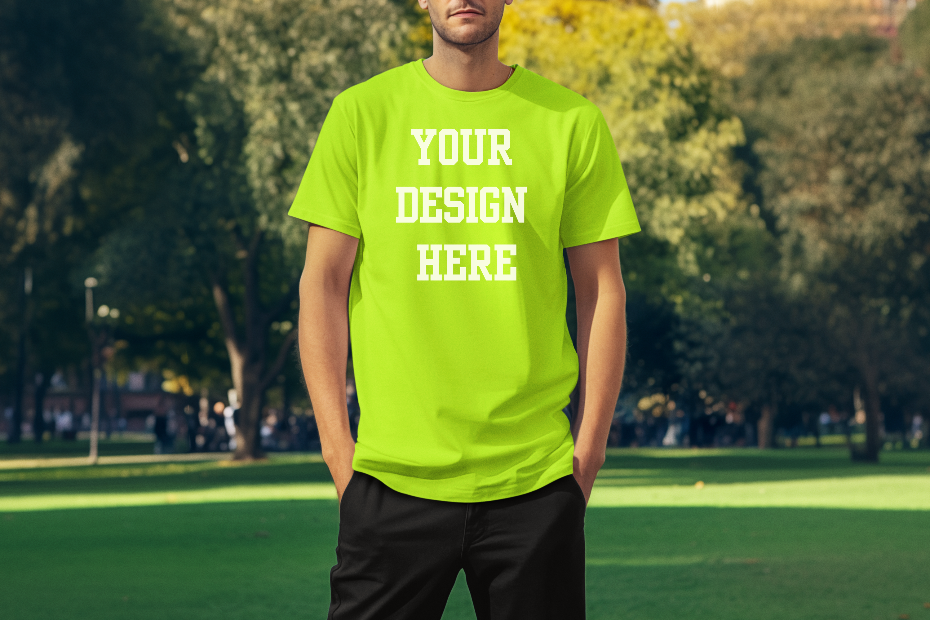 Your Design Here Custom T-Shirt Safety Green