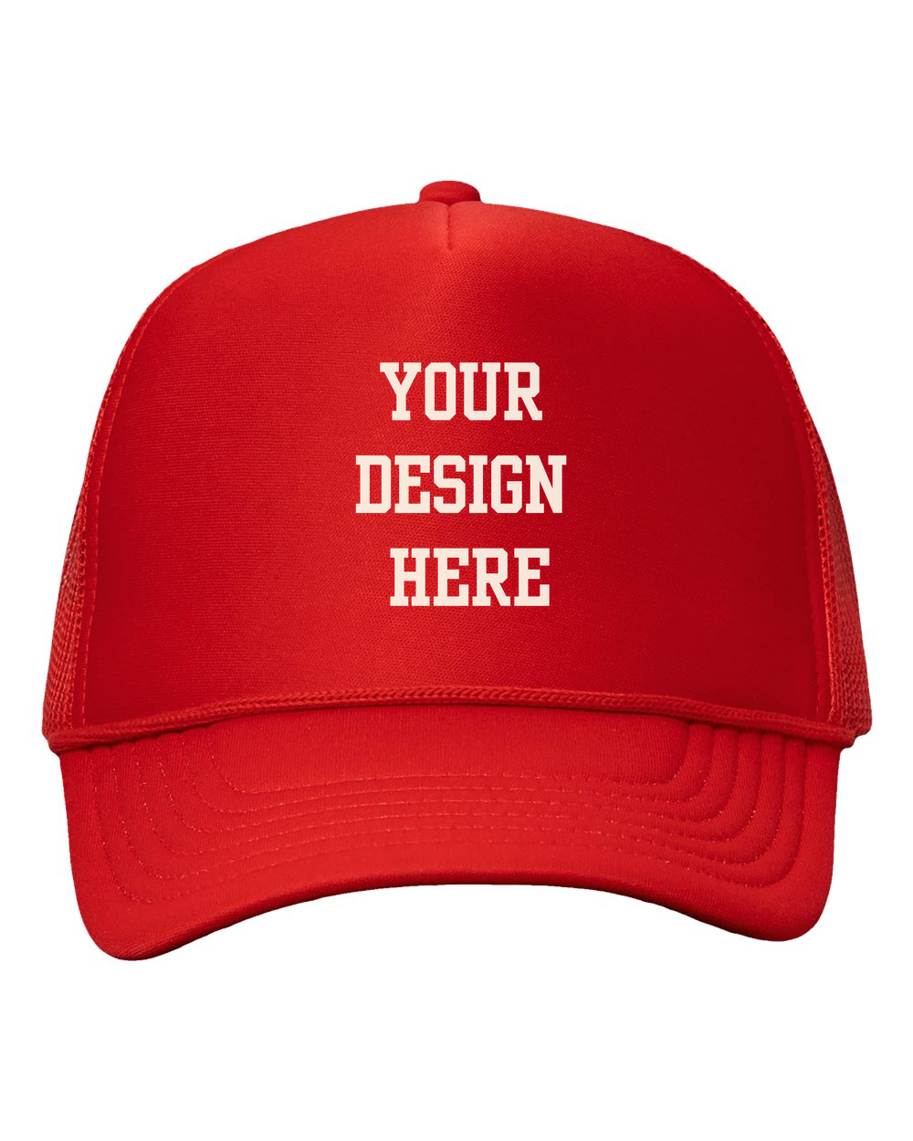 Your Design Here Trucker Baseball Hat Red