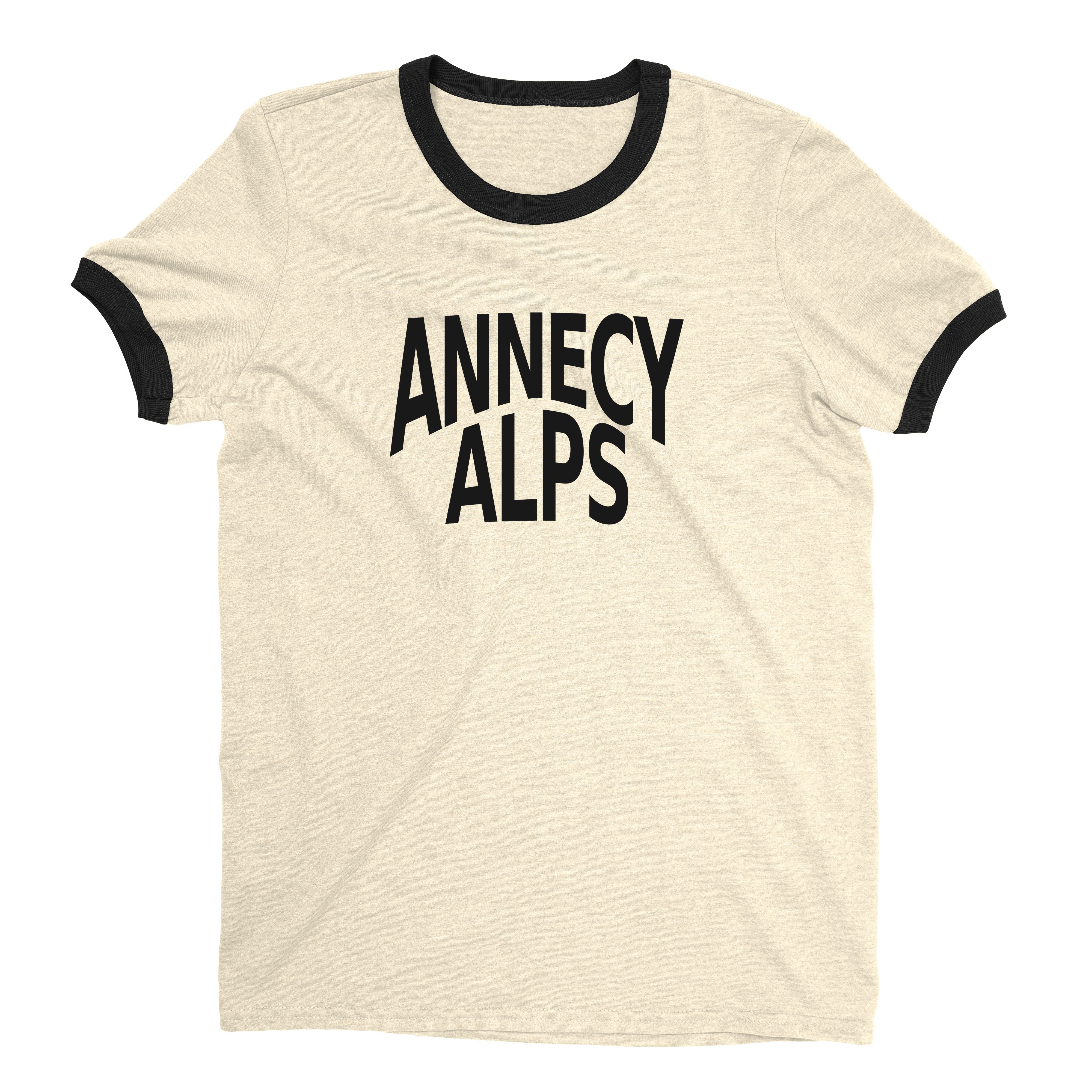 Lake Annecy Ringer Tee Retro Style Men's T-Shirt - NYC Factory - Natural