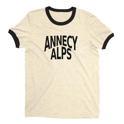 Lake Annecy Ringer Tee Retro Style Men's T-Shirt - NYC Factory - Natural