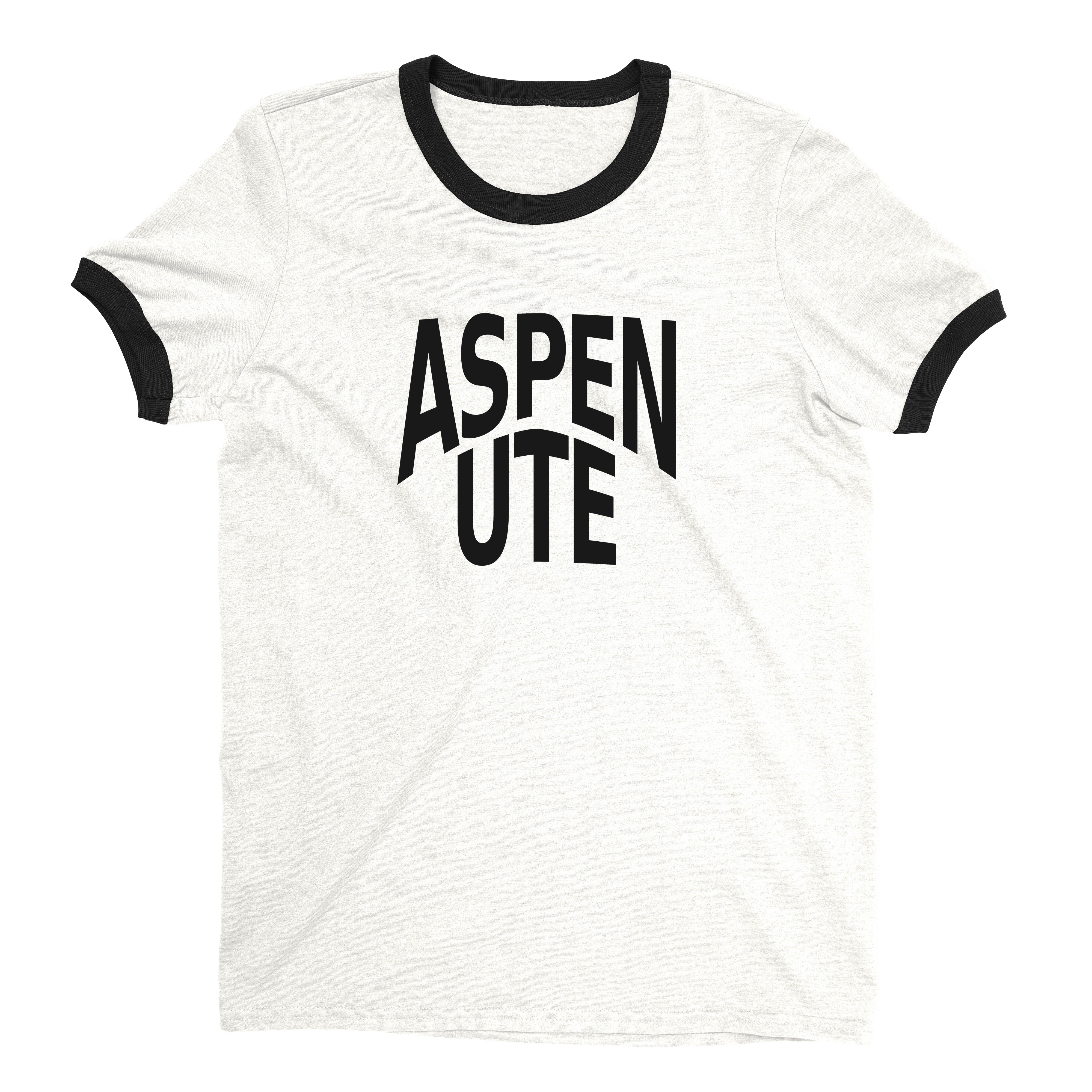 Aspen Ski Resort Ringer Tee Retro Style Men's T-Shirt - NYC Factory - White