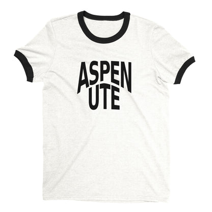 Aspen Ski Resort Ringer Tee Retro Style Men's T-Shirt - NYC Factory - White