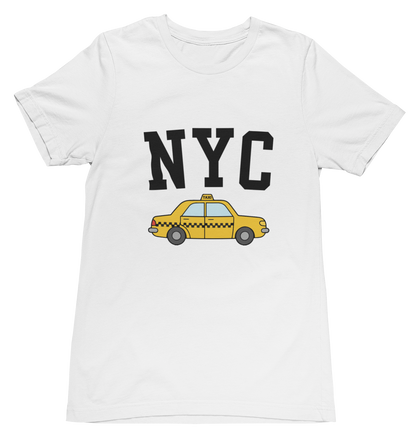 Ladies White t-shirt with 'NYC' and taxi graphic Womens tee