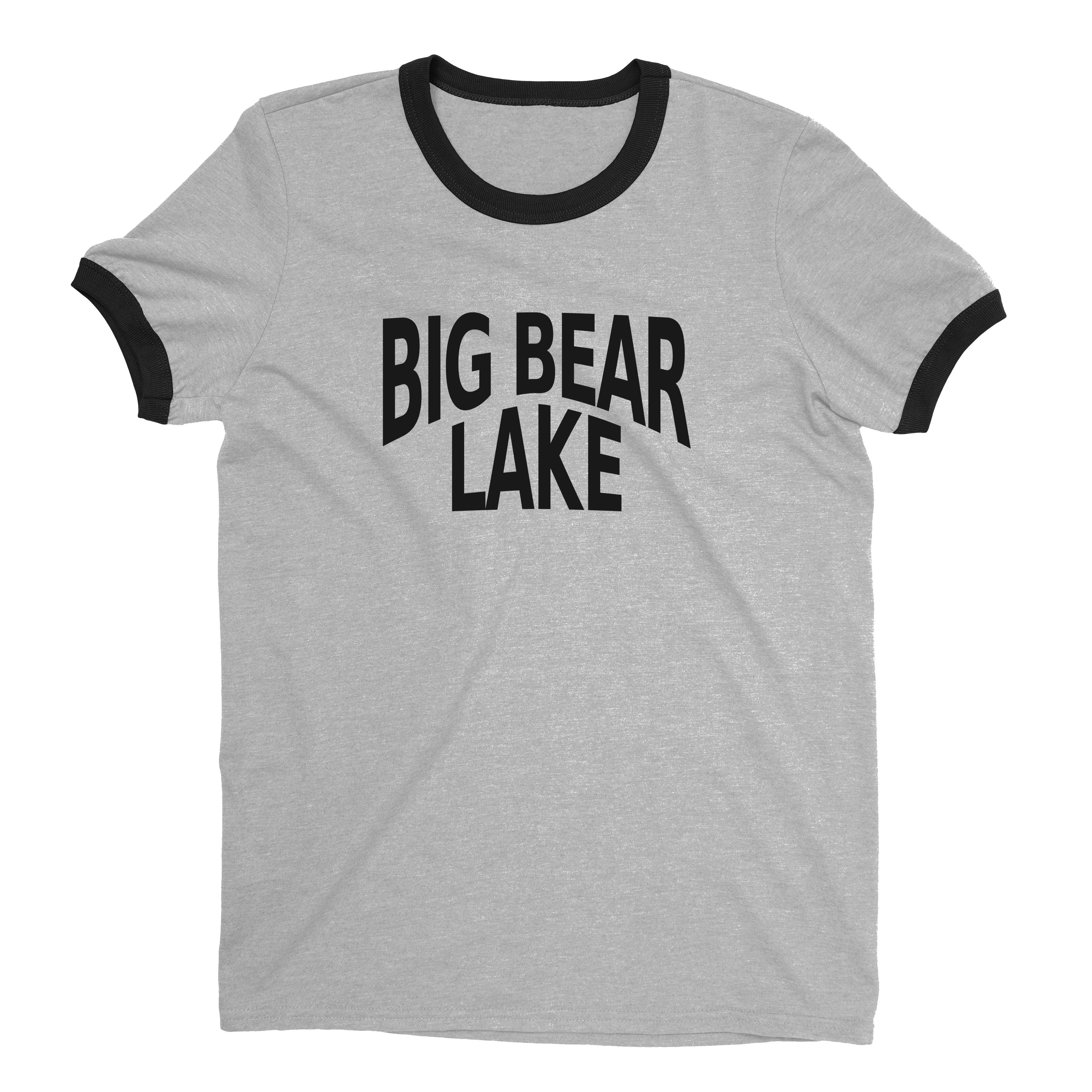 Big Bear Lake Ringer Tee Retro Style Men's T-Shirt - NYC Factory - Heather Gray