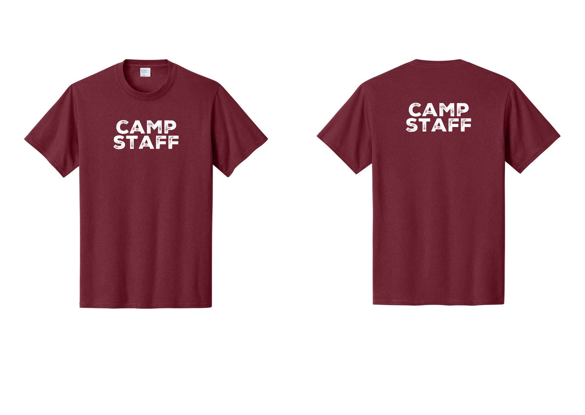 NYC Factory Camp Staff T-Shirt - Front + Back - Cardinal