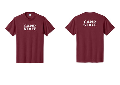 NYC Factory Unisex Camp Staff Charcoal T-Shirt - Front + Back - Cardinal