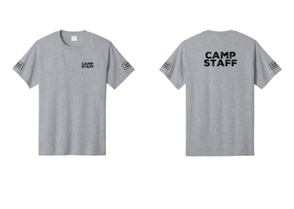 NYC Factory Custom Logo Camp Staff T-Shirt - Chest + Back + Your Logo Sleeves - Athletic Heather
