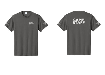 NYC Factory Custom Logo Camp Staff T-Shirt - Chest + Back + Your Logo Sleeves - Charcoal