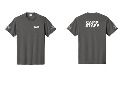 NYC Factory Unisex Custom Logo Camp Staff T-Shirt - Chest + Back + Your Logo Sleeves - Charcoal