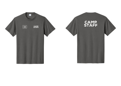 NYC Factory Unisex Custom Logo Camp Staff T-Shirt - CAMP STAFF + Your Logo + Back - Charcoal