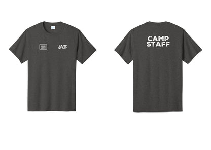 NYC Factory Unisex Custom Logo Camp Staff T-Shirt - CAMP STAFF + Your Logo + Back - Dark Heather Grey