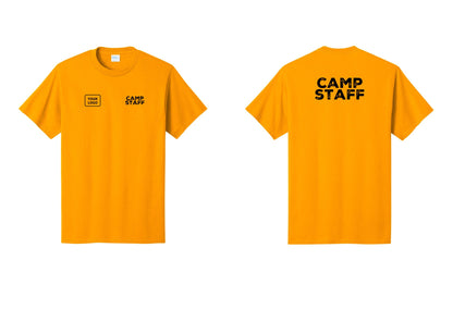 NYC Factory Unisex Custom Logo Camp Staff T-Shirt - CAMP STAFF + Your Logo + Back - Gold