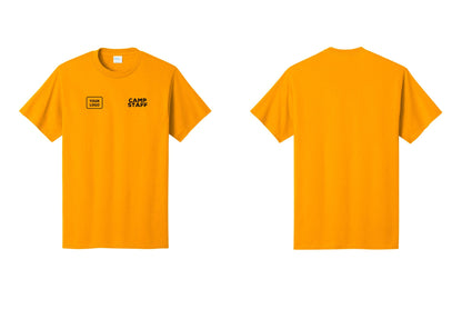 NYC Factory Unisex Custom Logo Camp Staff T-Shirt - CAMP STAFF + Your Logo - Gold